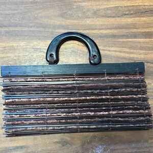 Black and Brown twig Bamboo Handbag wooden handles